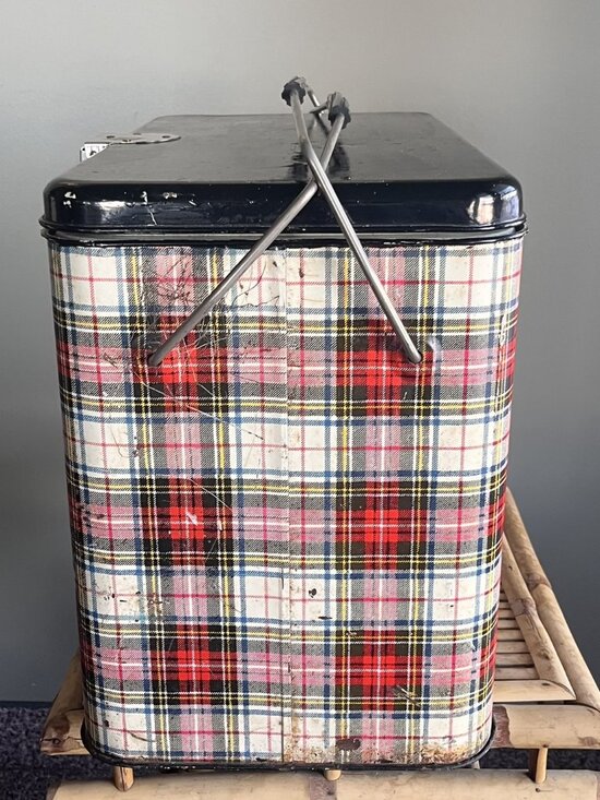 General Steel Wares Other - Vintage GSW Plaid Picnic Cooler Metal Ice Chest Tin 1950s MCM Canada